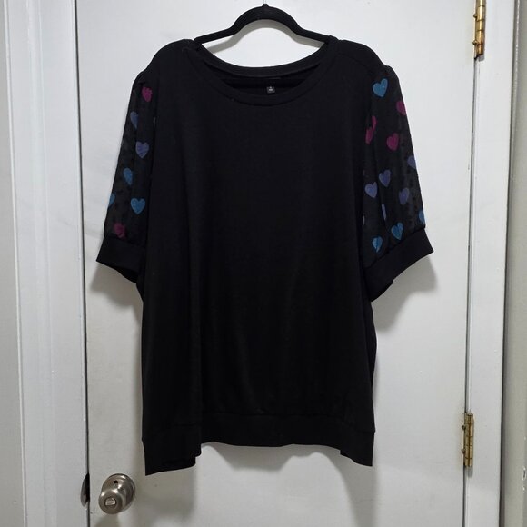 EUC Torrid Size 5 French Terry Heart Sleeve Sweater Top - Picture 2 of 4